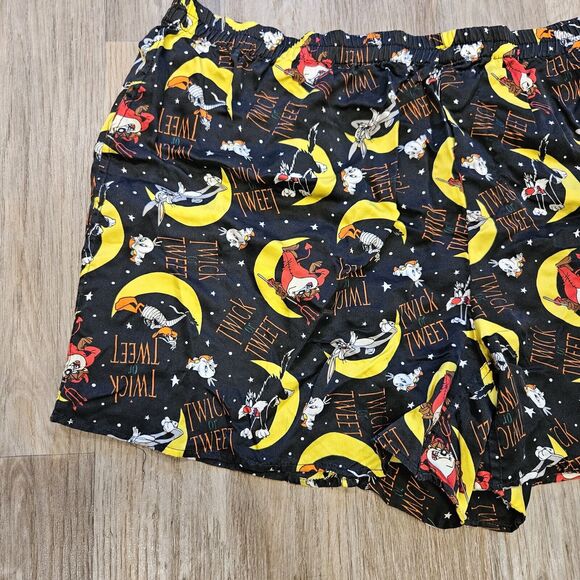 Vtg Looney Tunes Warner Bros Halloween Silk Shorts XL 1995 Taz Bugs Bunny 90s - Picture 3 of 9